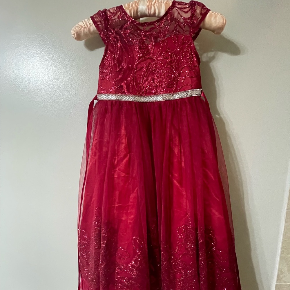 Rare Editions Red Sparkly Dress worn twice EUC